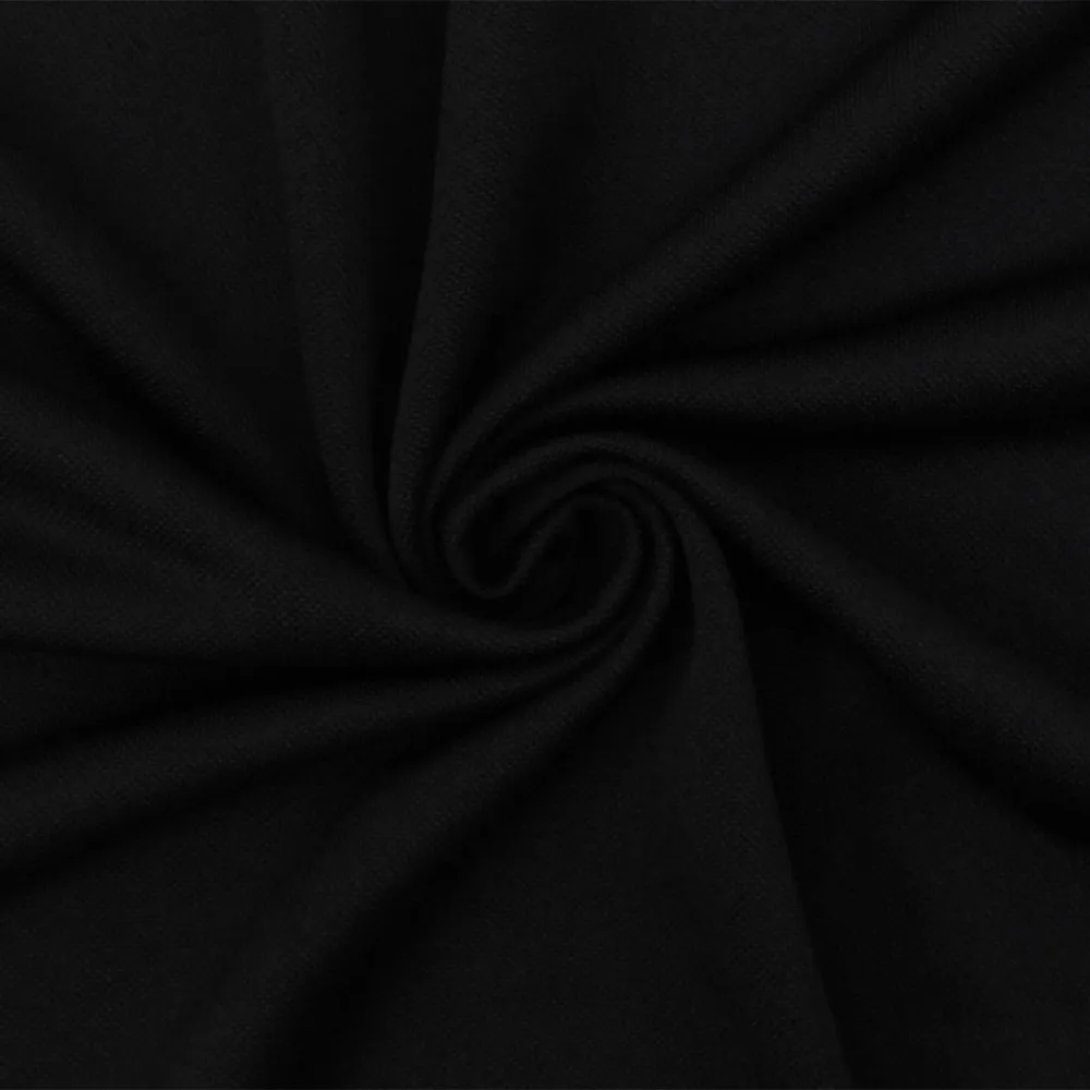 Black Solid Stretch Poly Mini Pique Knit Fabric
