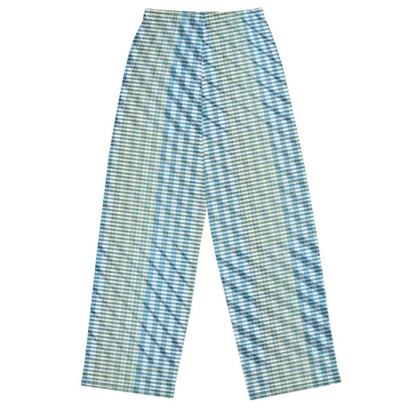 Blue Yellow Wide Leg Pants with Peacock Vibe